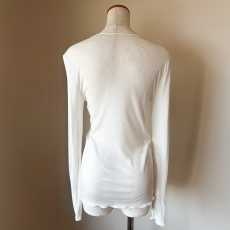 SILK-VEIL BOAT-NECK【IVORY】Size M-L