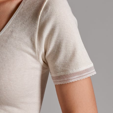AIRY-COTTON-RIB SHORT-SLEEVE【WHITE】
