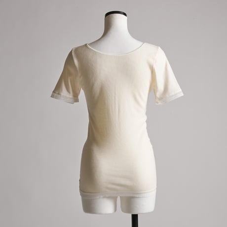 AIRY-COTTON-RIB SHORT-SLEEVE【WHITE】