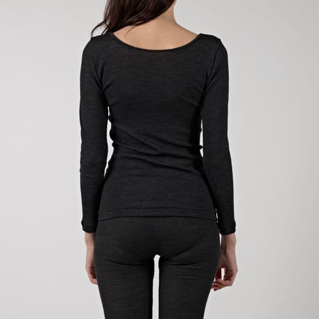 WOOL RIB LONG SLEEVE【CHARCOAL】Size M-L