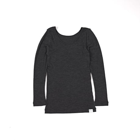 WOOL RIB LONG SLEEVE【CHARCOAL】Size M-L