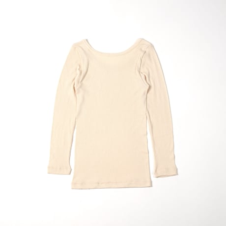 SUVIN GOLD COTTON RIB LONG SLEEVE【ECRU】Size M-L