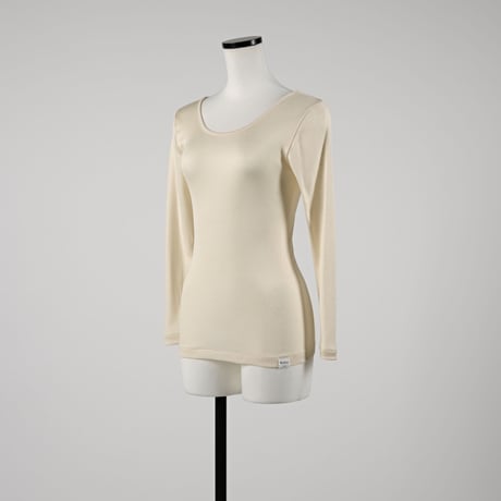 SILK RIB LONG SLEEVE【IVORY】Size M-L