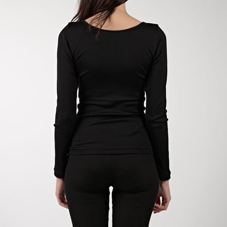 SILK RIB LONG SLEEVE【BLACK】Size MｰL