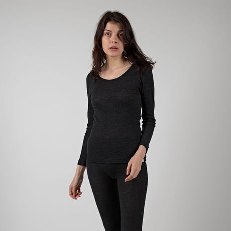 WOOL RIB LONG SLEEVE【CHARCOAL】Size M-L