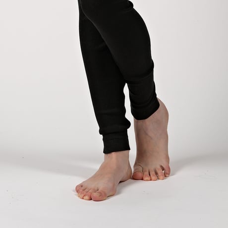 SILK RIB LEGGINGS【BLACK】Size M-L