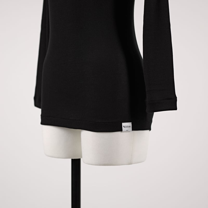SILK RIB LONG SLEEVE【BLACK】Size MｰL | lesbutte
