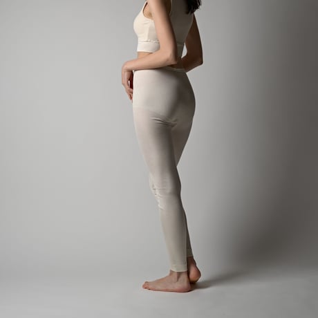 SILK RIB LEGGINGS【IVORY】Size M-L