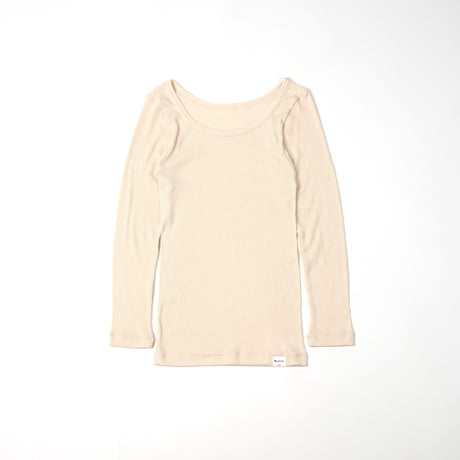 SUVIN GOLD COTTON RIB LONG SLEEVE【ECRU】Size M-L
