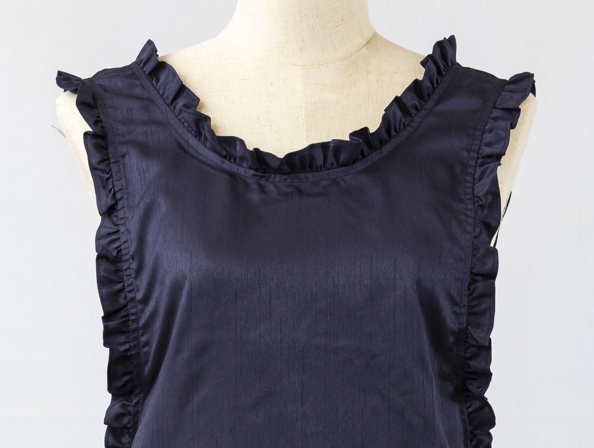 フリルエプロン エプロン ロング 綿 ドレス X型 フリル 姫 メイド ポケット