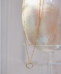 Sliced ​​crystal double chain necklace（Gold）