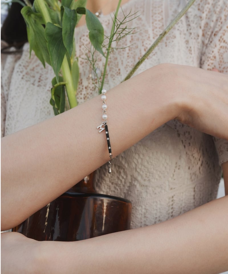 M Letter Rod Bracelet（Silver） | Misaki