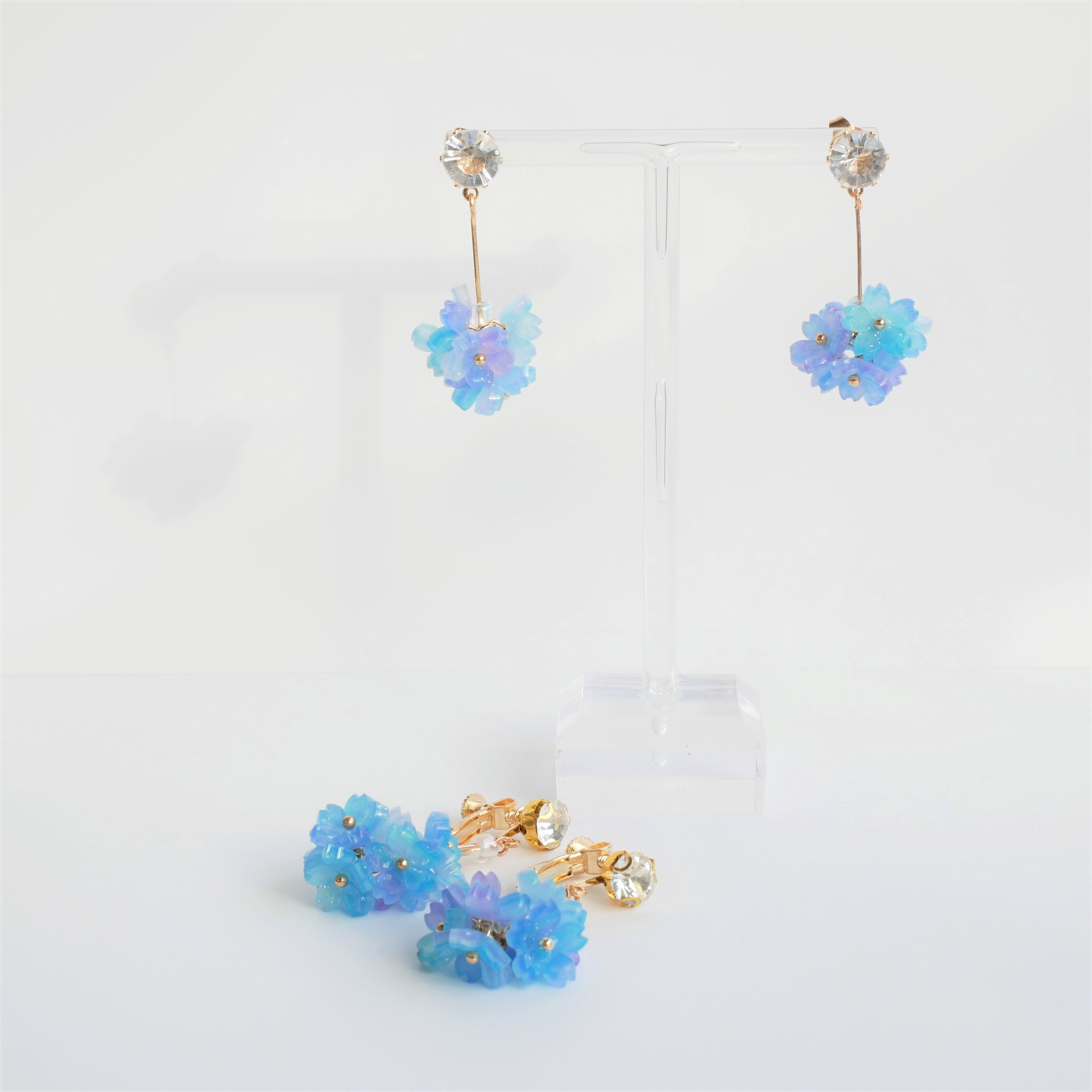 16kgf*ゆらゆら紫陽花イヤリング/ピアス | iwasaki.tatami