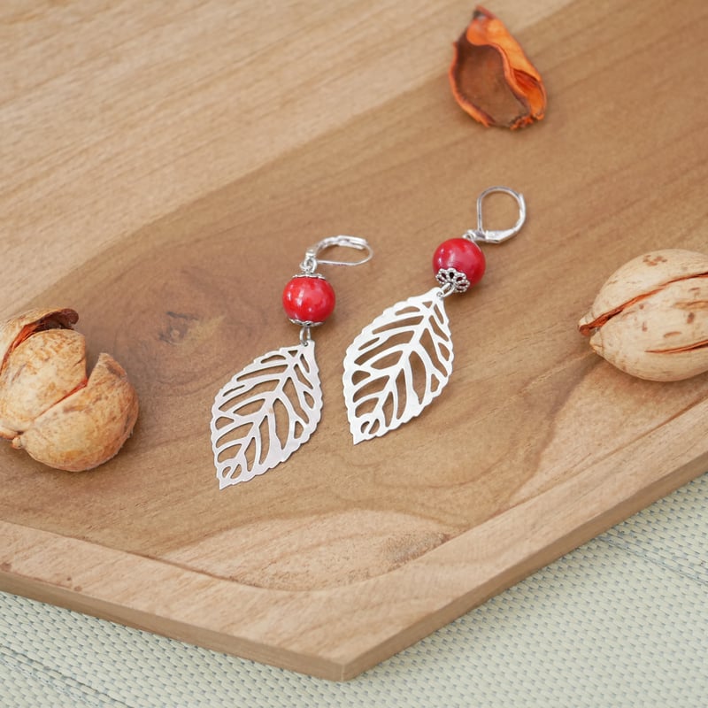 銀の葉っぱピアス | iwasaki.tatami