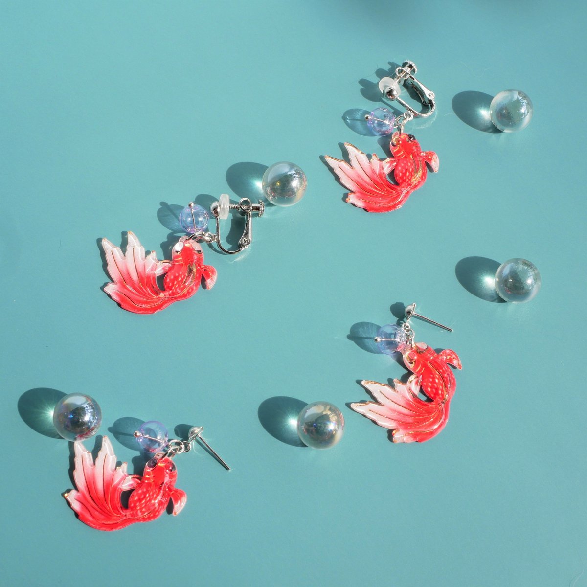 ゆらゆら金魚イヤリング/ピアス | iwasaki.tatami