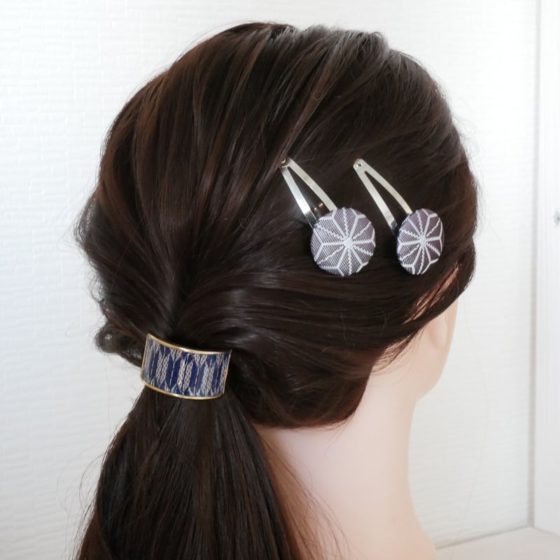 リバティぱっちんヘアピン&くるみボタンゴムセットNo.59 鋭く