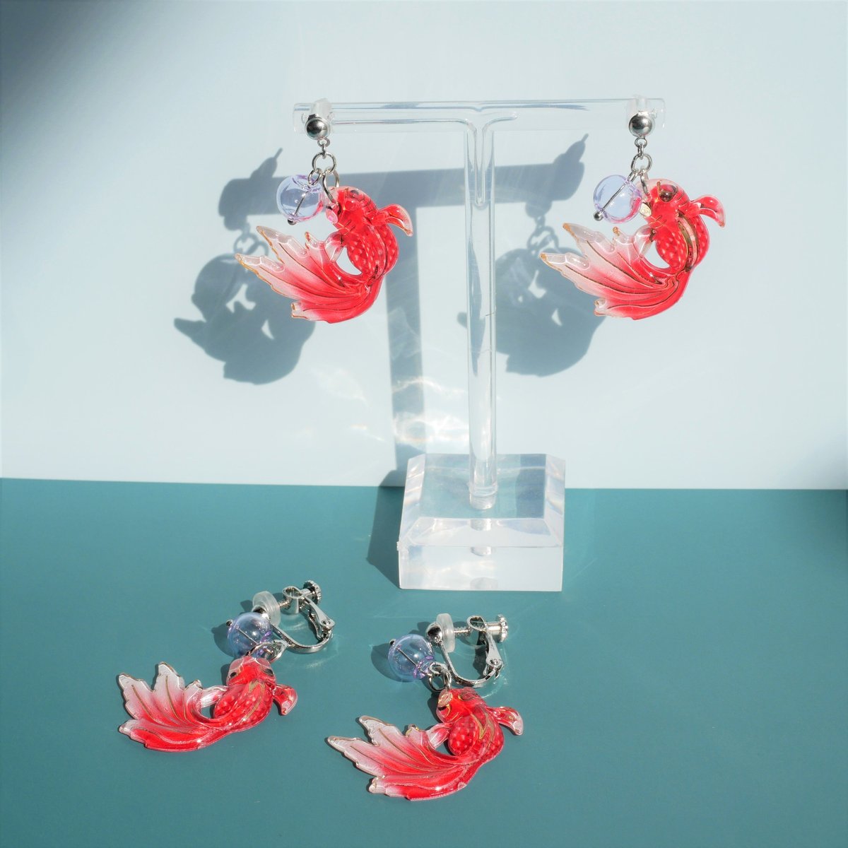 ゆらゆら金魚イヤリング/ピアス | iwasaki.tatami