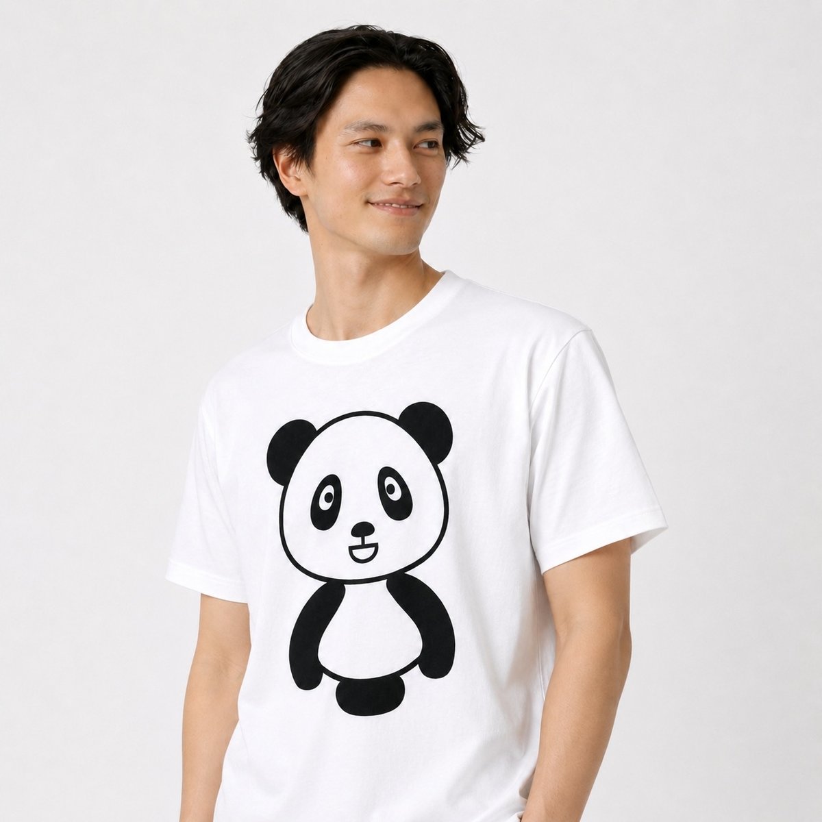 パンダ プリント Tシャツ ホワイト 吉池パンダオリジナルグッズ】 吉池パンダ半袖白Tシャツ（『男女兼用