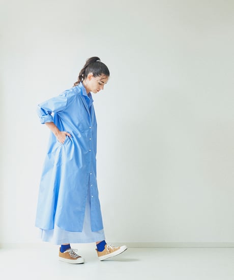 BROAD bibyoke dress / amn-DR-008 / Blue