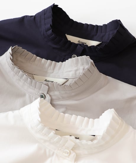BROAD frilled blouse / amn-SH-049 / White