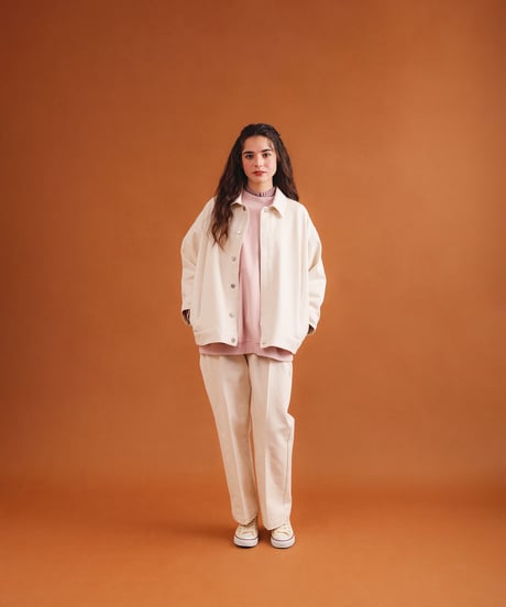 Pre-wash DENIM pleats blouson / amn-BL-020 / Natural