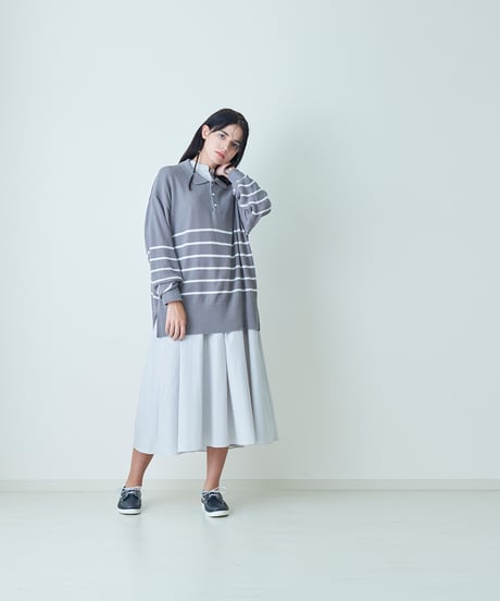BORDER polo knit / amn-KN-003 / Black