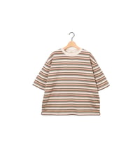 BORDER half sleeve tee / amn-CS-093 / Beige