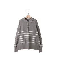 BORDER polo knit / amn-KN-003 / Gray