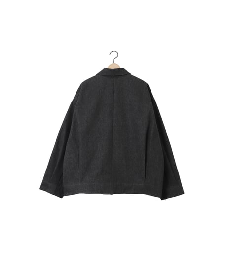 Pre-wash DENIM pleats blouson / amn-BL-020 / Black