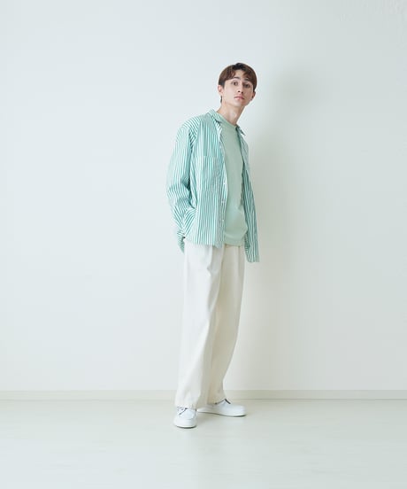 PIMA STRIPE covered shirts / amn-SH-043 / Green