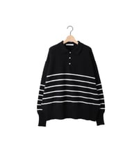 BORDER polo knit / amn-KN-003 / Black