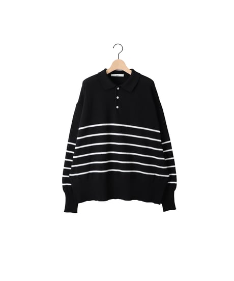 BORDER polo knit / amn-KN-003 / Black