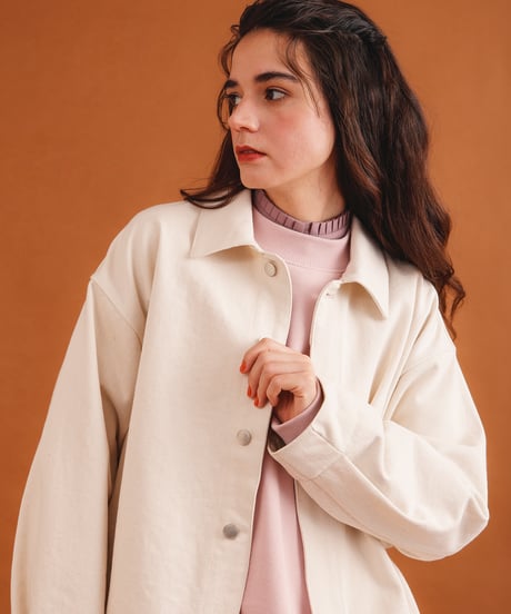 Pre-wash DENIM pleats blouson / amn-BL-020 / Natural