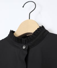 GABARDINE frilled blouse / amn-SH-055 / Black