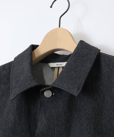 Pre-wash DENIM pleats blouson / amn-BL-020 / Black