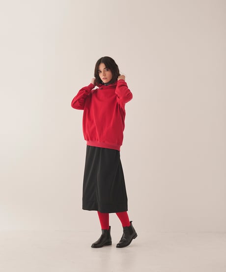 FRENCH TERRY oval hoodie / amn-CS-064 / Red