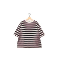 BORDER half sleeve tee / amn-CS-093 / Navy
