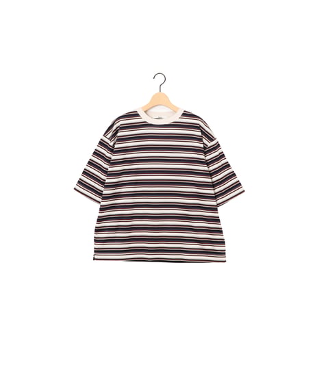 BORDER half sleeve tee / amn-CS-093 / Navy