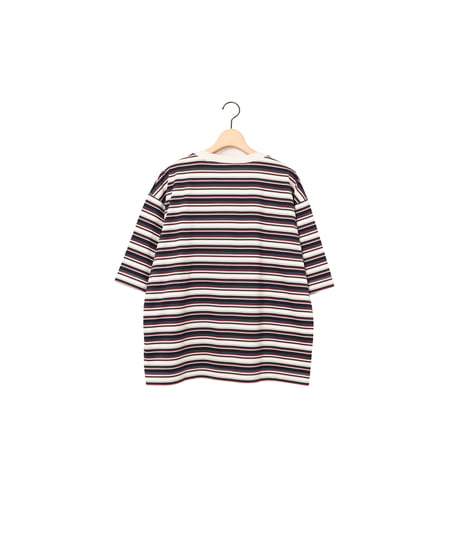 BORDER half sleeve tee / amn-CS-093 / Navy