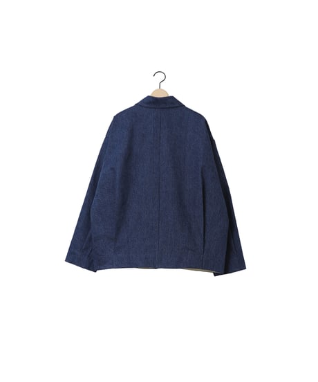 Pre-wash DENIM pleats blouson / amn-BL-020 / Indigo