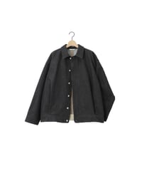 Pre-wash DENIM pleats blouson / amn-BL-020 / Black