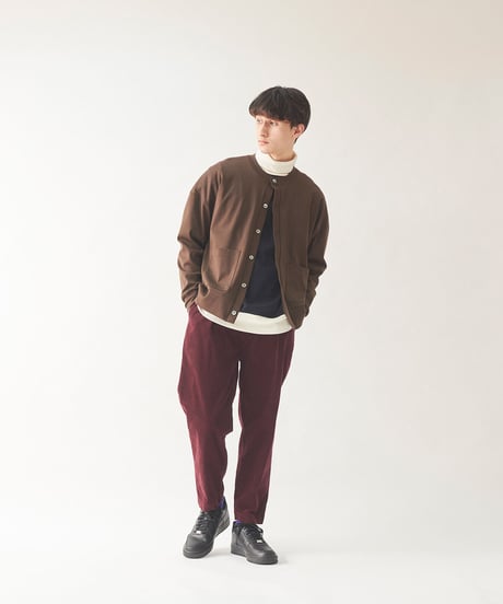 CIRCULAR RIB crew cardigan / amn-CS-052 / Brown