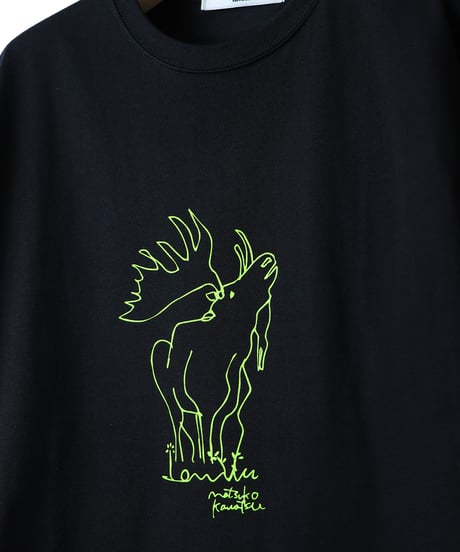 " ELK " half sleeve tee / amn-CS-080 / Black_Lime