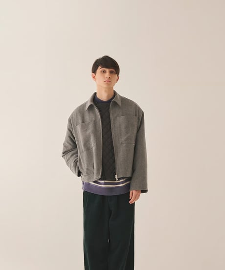 HERRINGBONE harrington jacket / amn-BL-018 / Heather