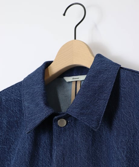 Pre-wash DENIM pleats blouson / amn-BL-020 / Indigo
