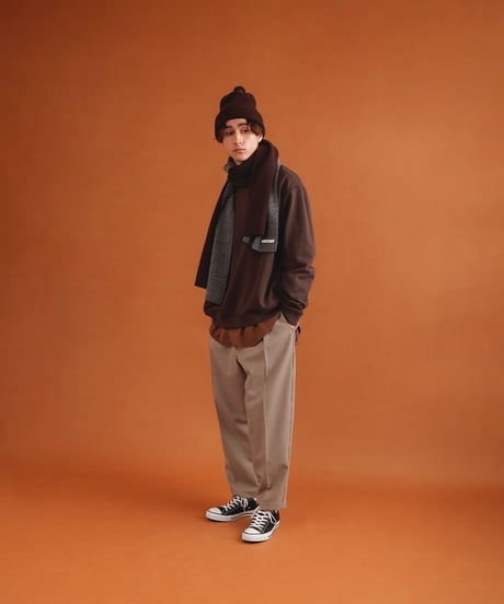 FRENCH TERRY oval crew / amn-CS-084 / Chocolate