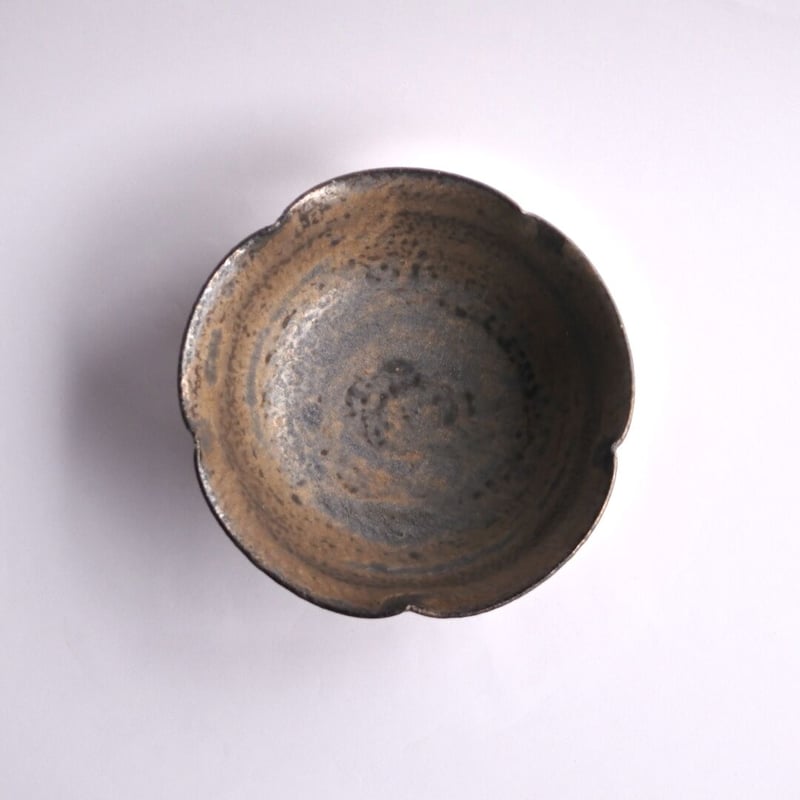錆陶花器 備前焼 (ビゼンヤキ) プラチナ彩色絵花文花瓶 宮崎祐輔作/【谷鳳