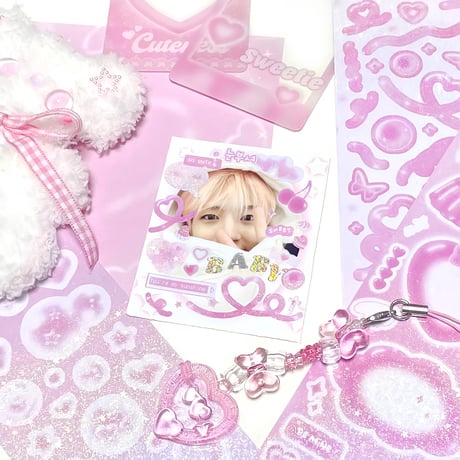 ♡°GRADATION CONFETTI ホログラム入り デコ ステッカー 選べる2色*ﾟ♡