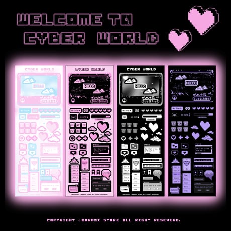 ✧︎°｡CYBER WORLD  ホログラム入り デコ ステッカー 選べる4色 *ﾟ✧︎