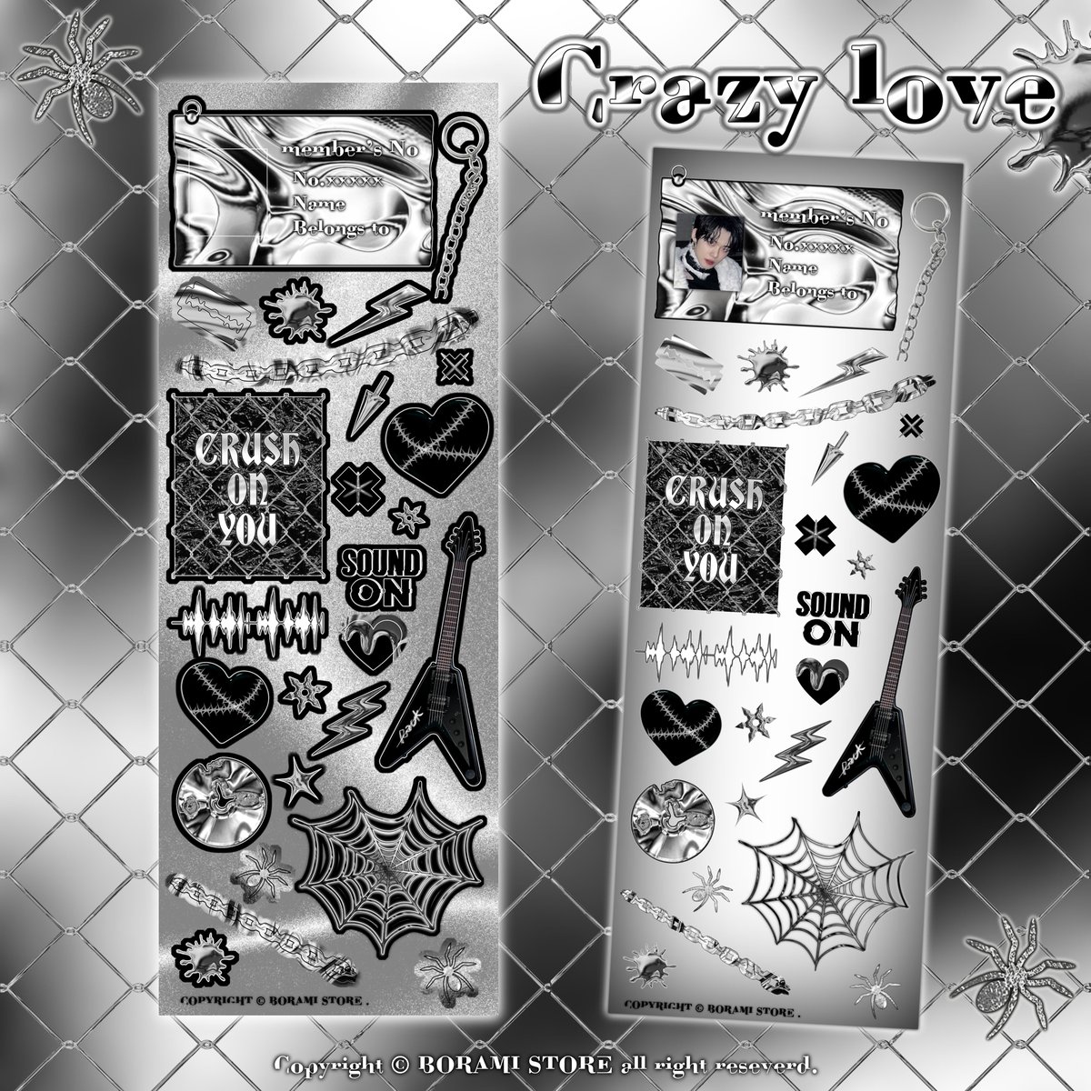 ♡°｡ CRAZY LOVE ホログラム入り デコ ステッカー *ﾟ♡ | BORAMI